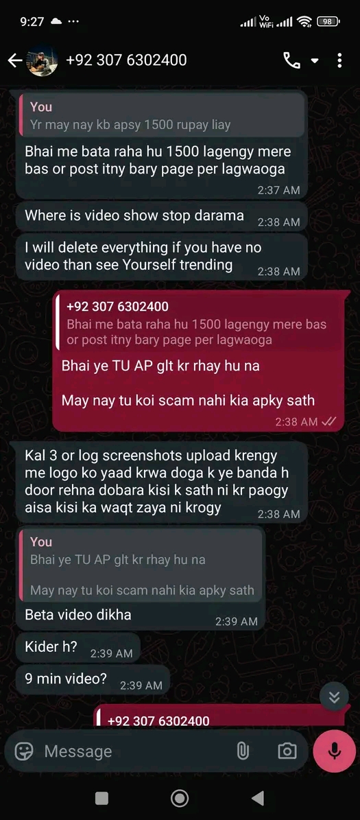 Report attachment 3 for Scammer Shahrukh Saleem , a cheap middleman   