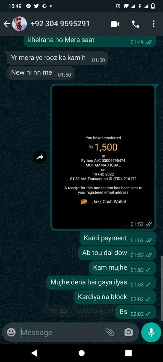 Report attachment 2 for He scammed twice.