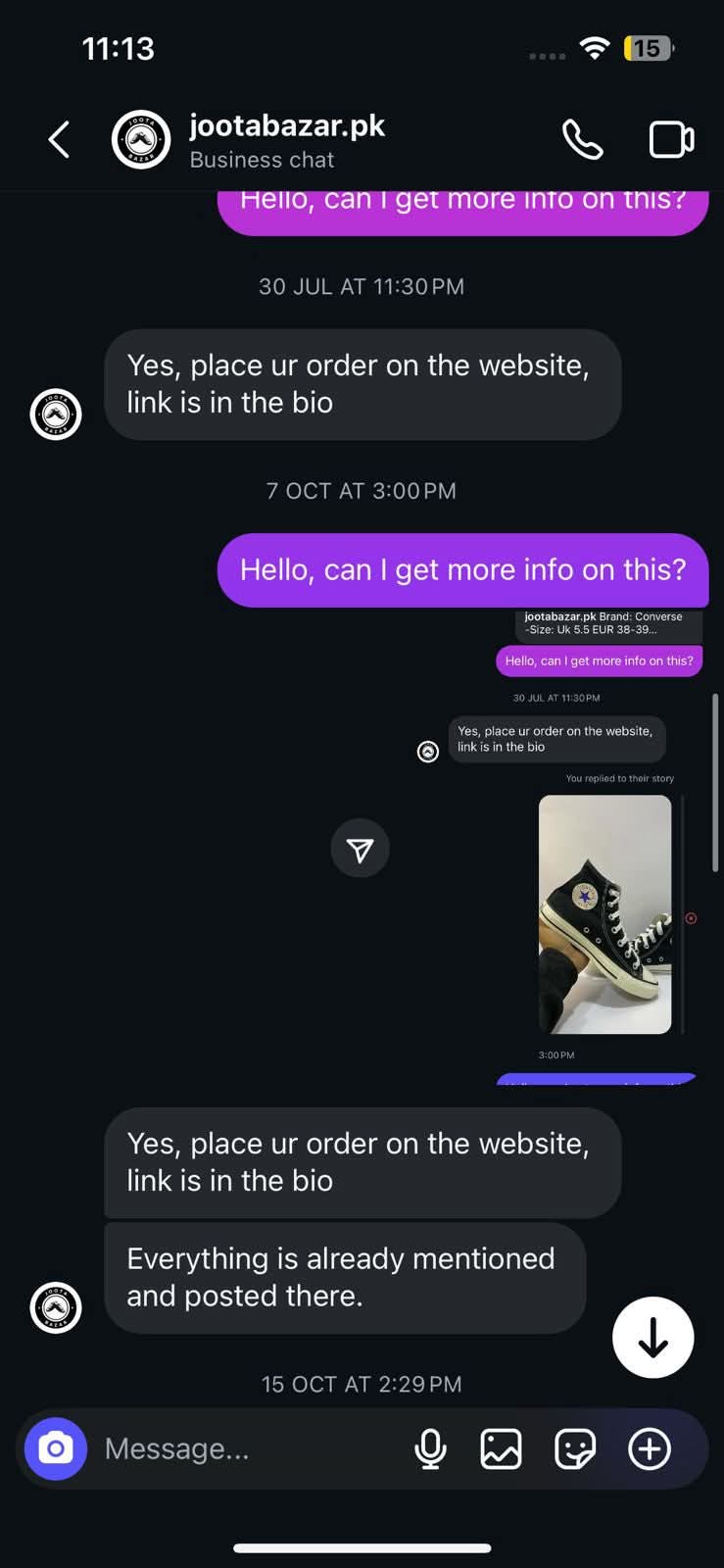 Report attachment 1 for Fake shoes selling website 