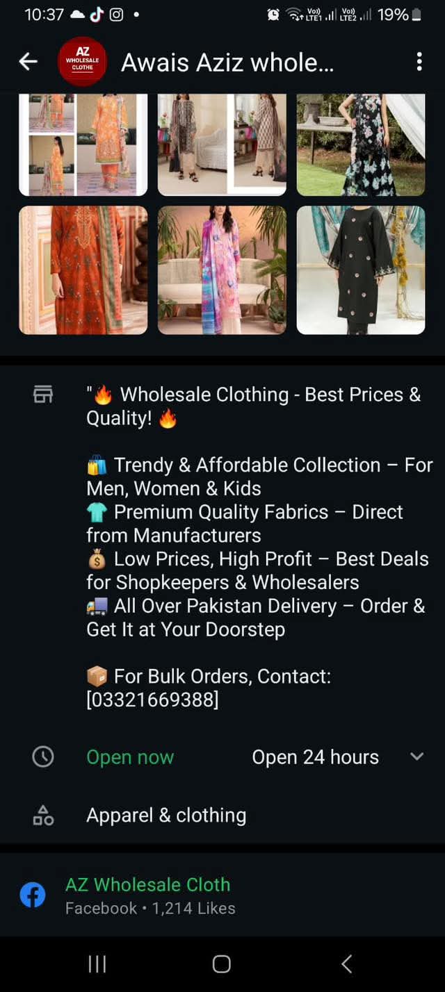 Report attachment 2 for Cloth purchase scam