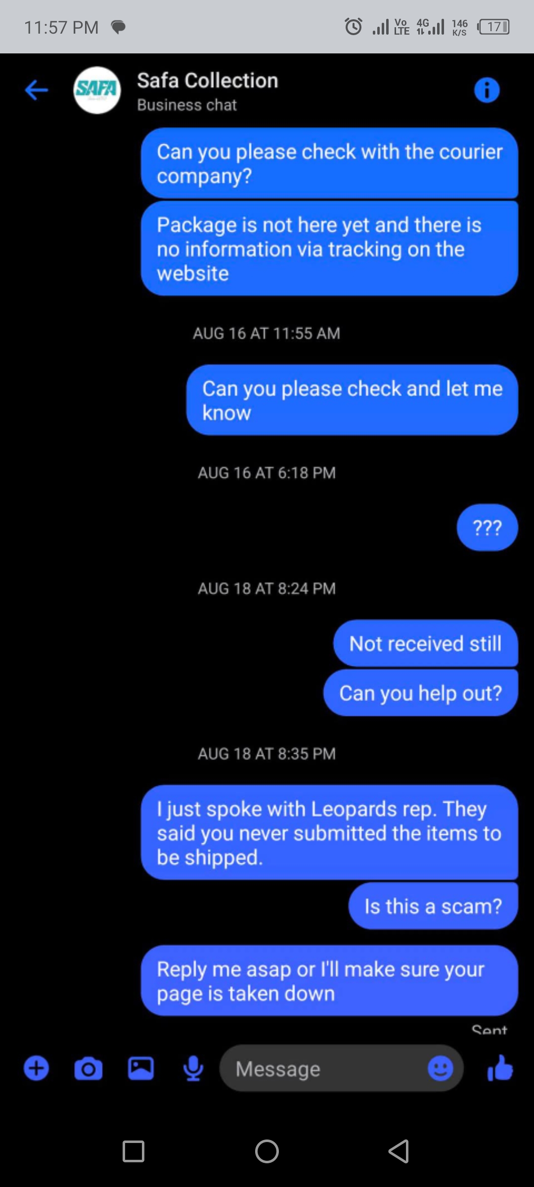 Report attachment 1 for Scam Clothing