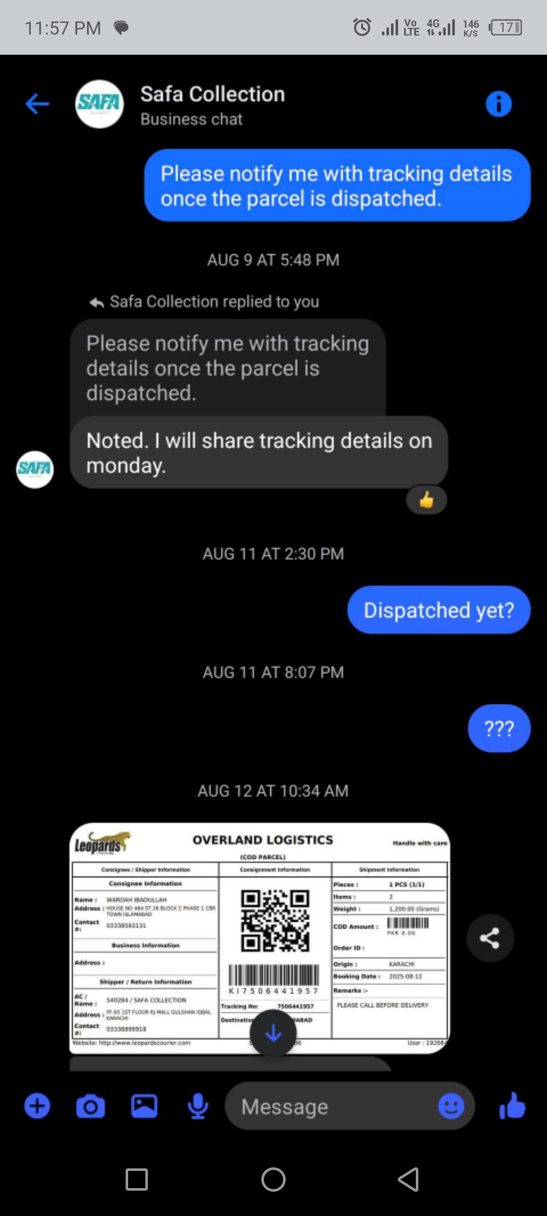Report attachment 2 for Scam Clothing