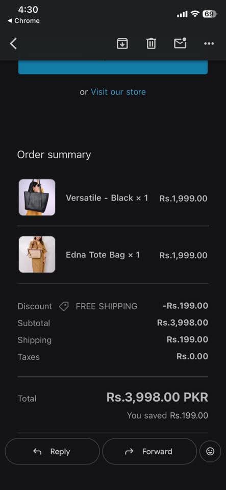 Report attachment 3 for Fake insta bag selling store