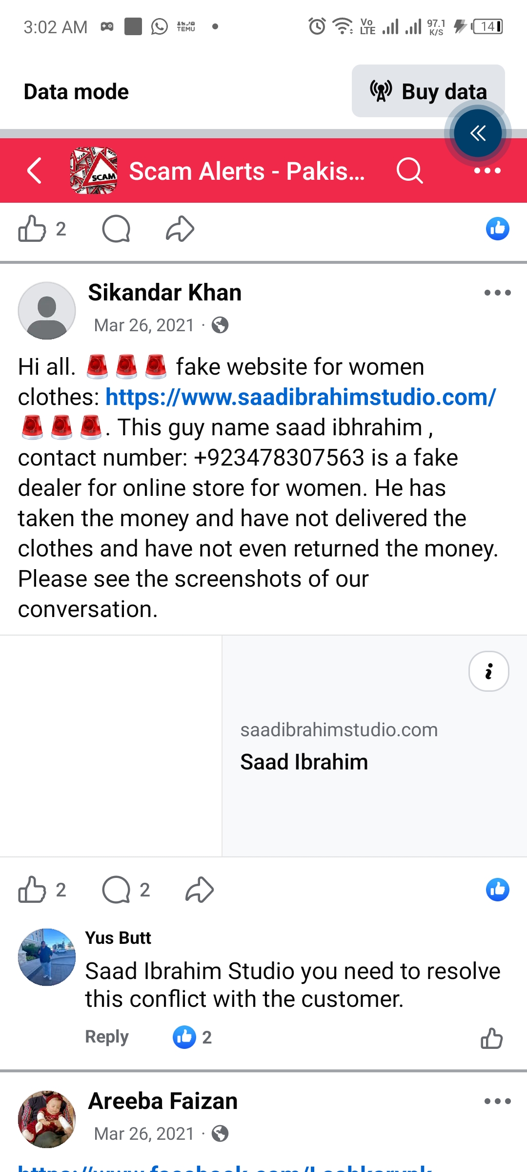 Report attachment 1 for Scam
