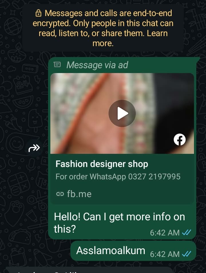 Report attachment 2 for Scam Facebook page for fashion designer shop