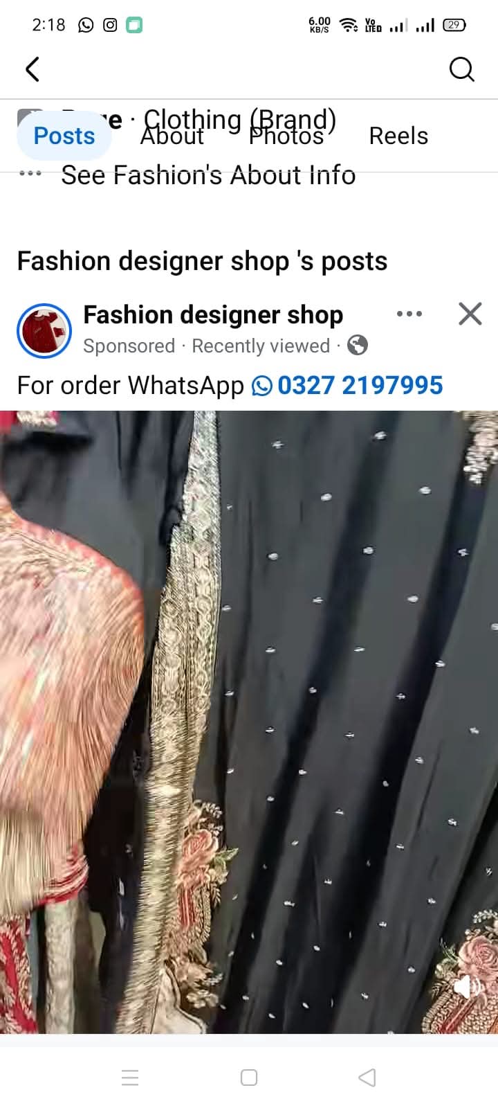 Report attachment 3 for Scam Facebook page for fashion designer shop