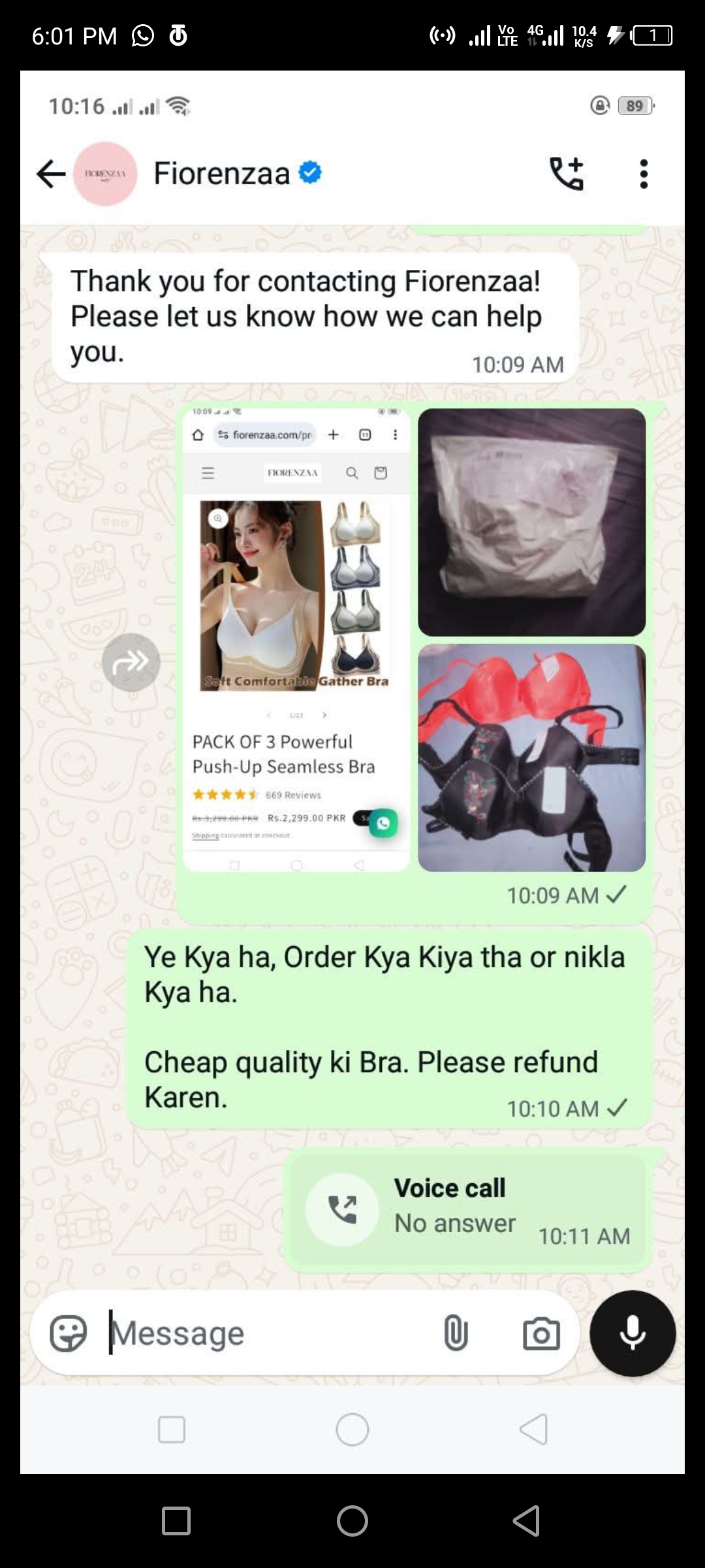 Report attachment 1 for Sent cheap product and blocked 