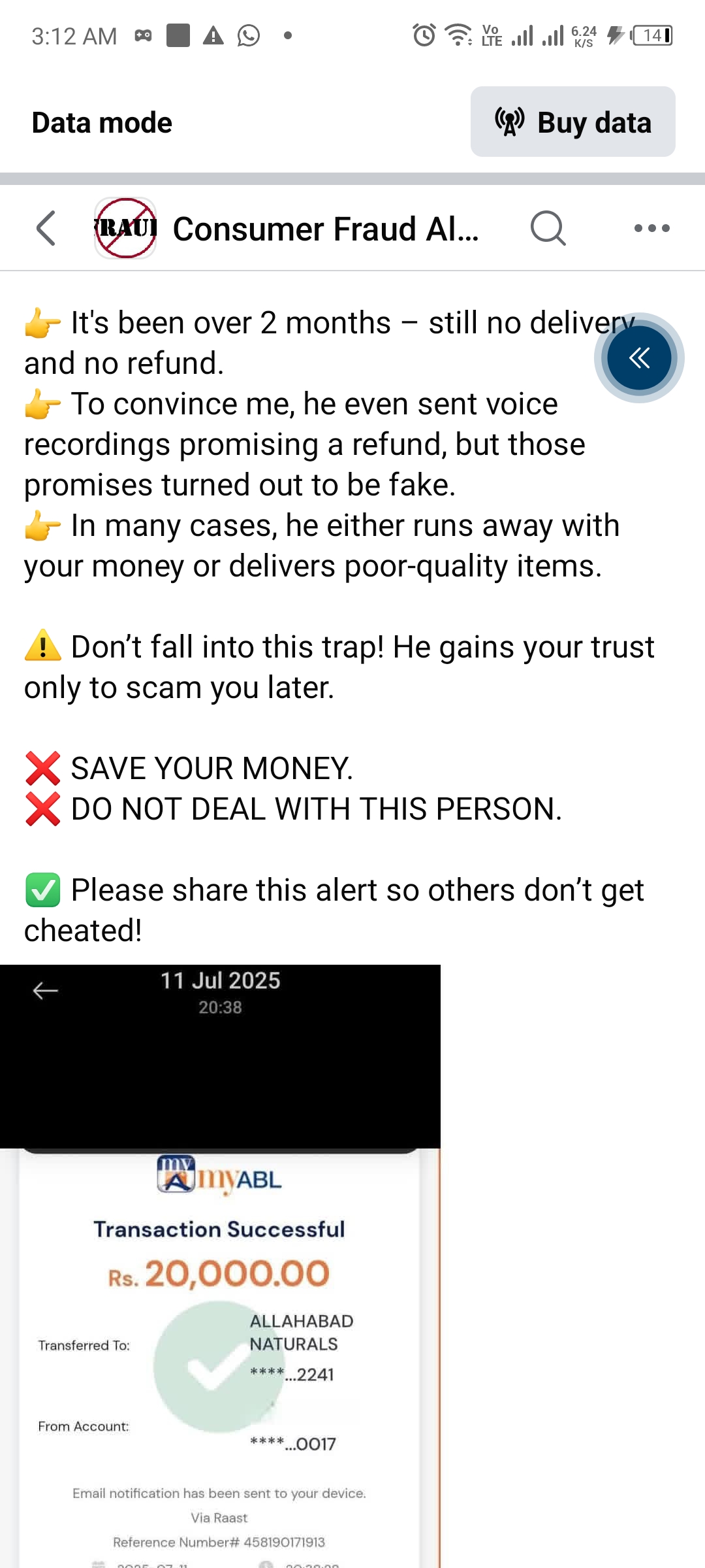 Report attachment 1 for Scam