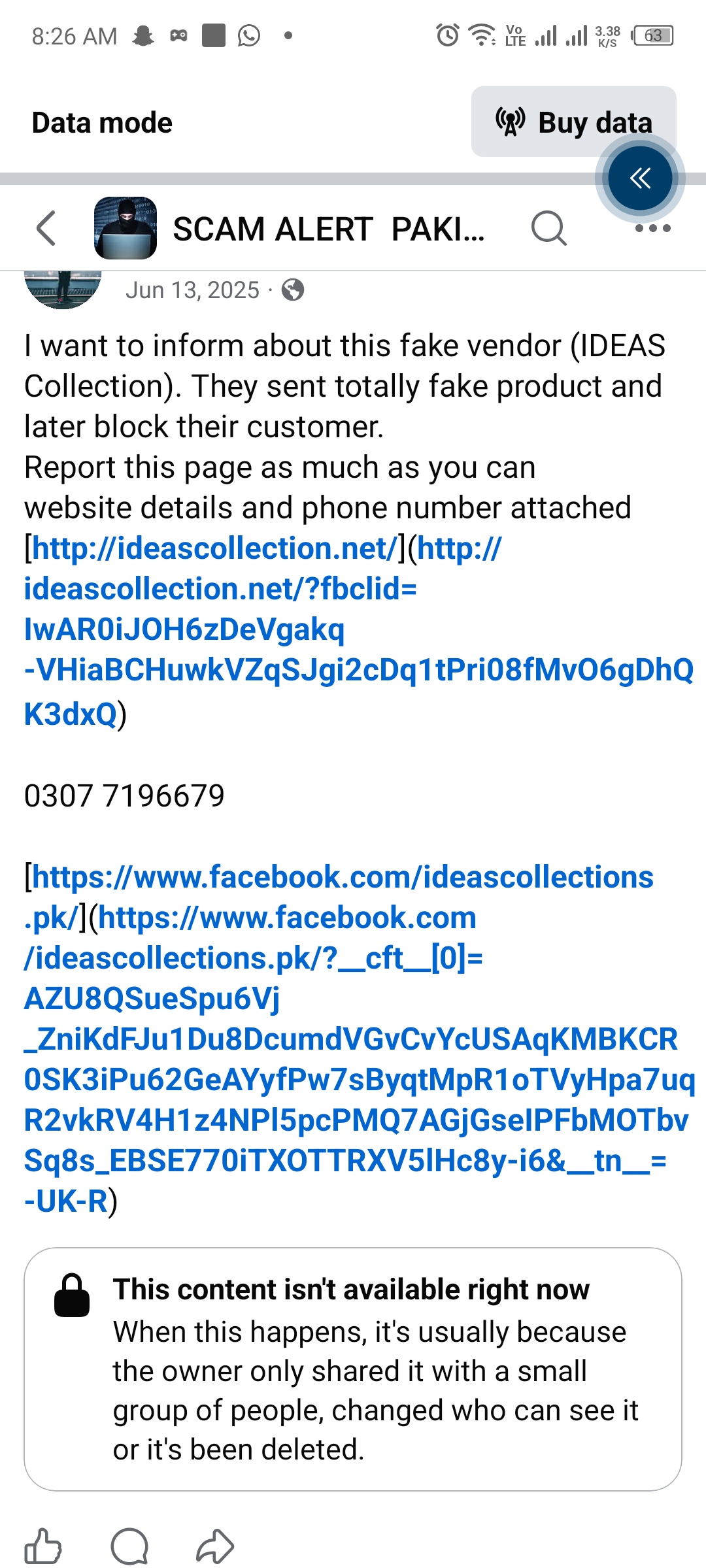 Report attachment 1 for Scam