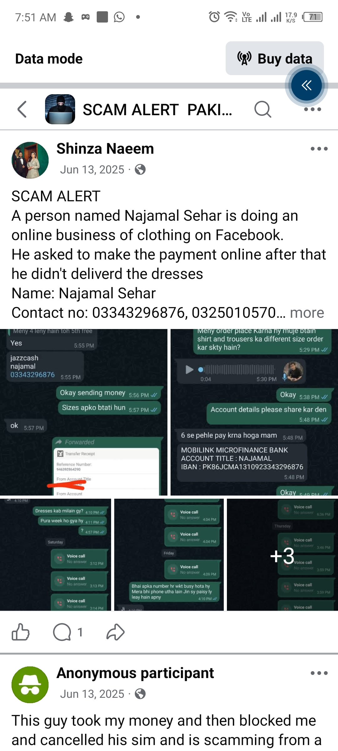 Report attachment 1 for Scam