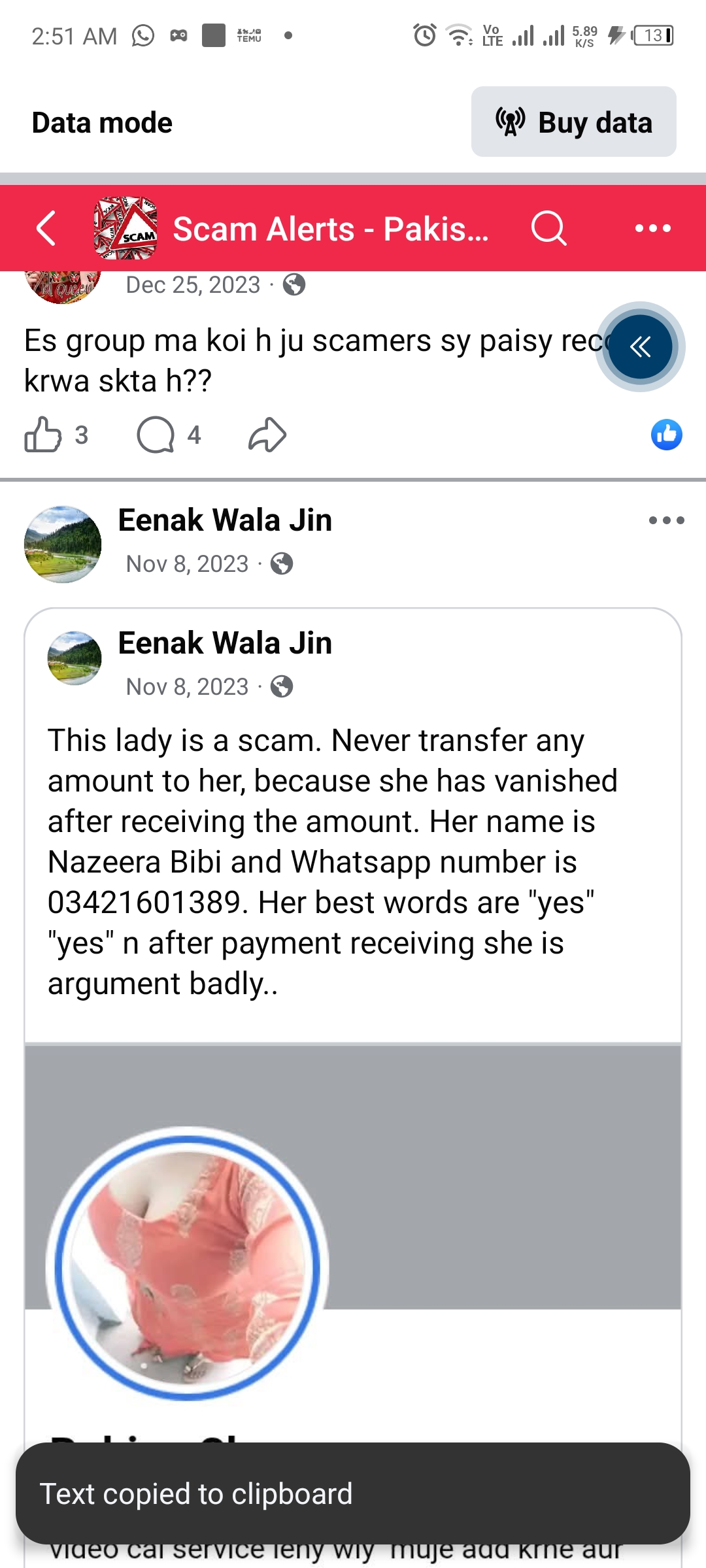 Report attachment 1 for Scam