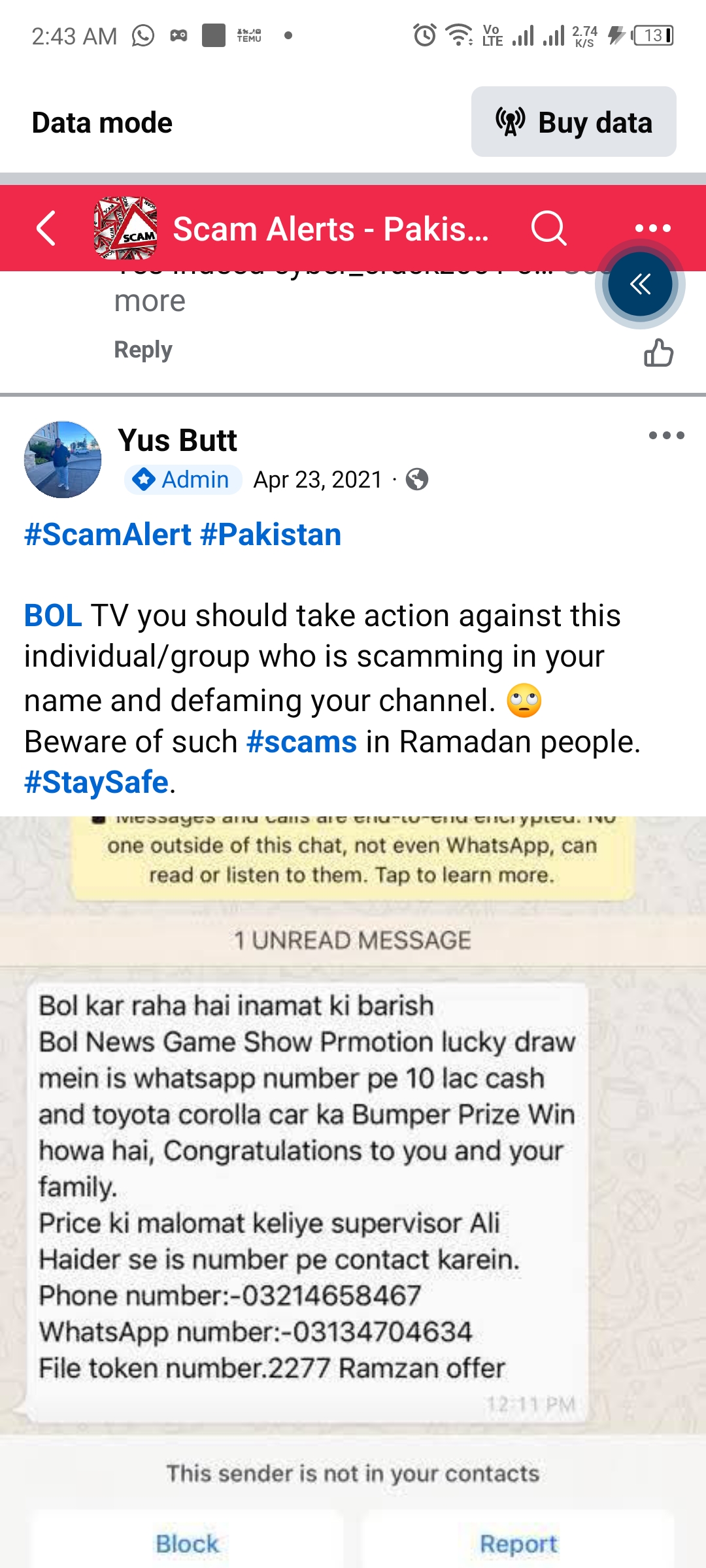 Report attachment 1 for Scam